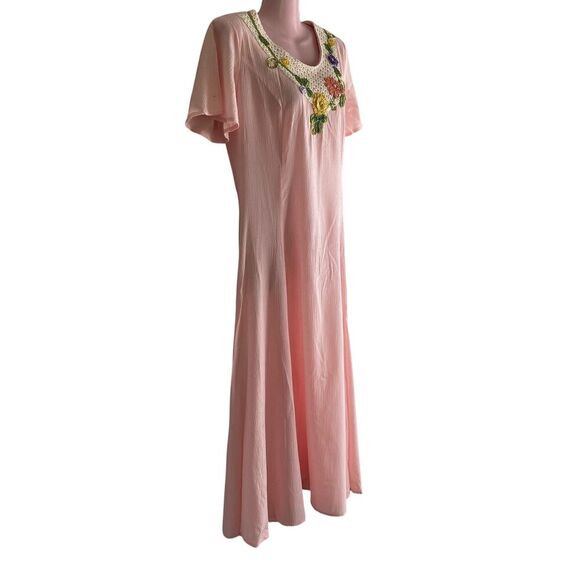 Lacy After Noon Dress Womens Small Embroidered Floral Maxi Crochet Trim Boho - Picture 2 of 8